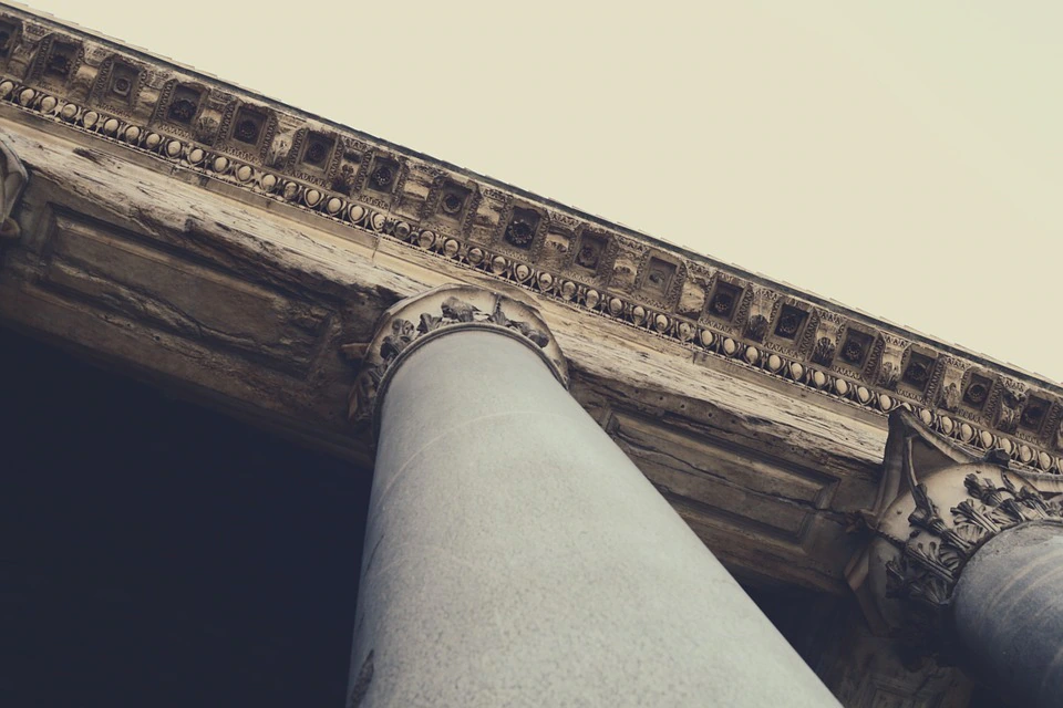 Looking upwards at an architectural column