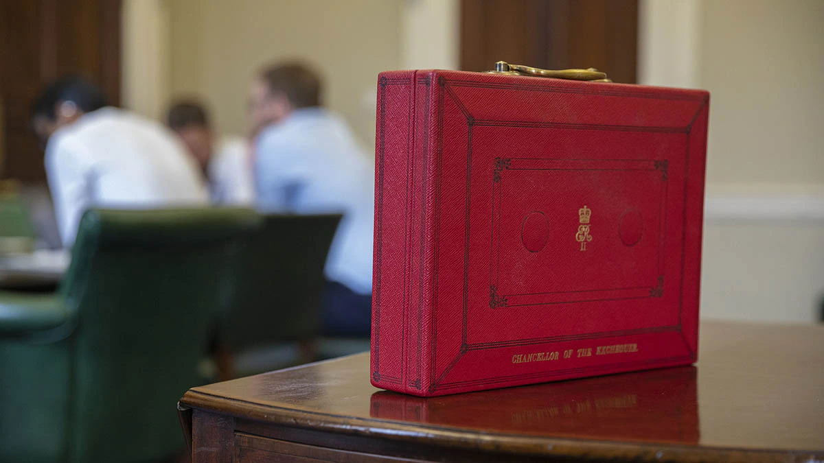 Red budget briefcase