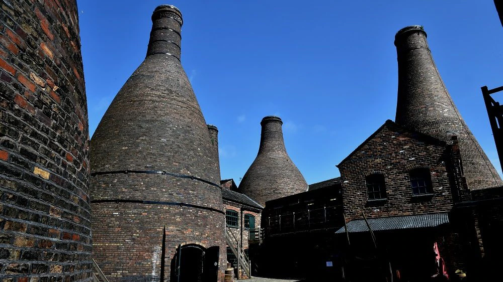 A view of the brick chimneys at the Gladstone Pottery Museum