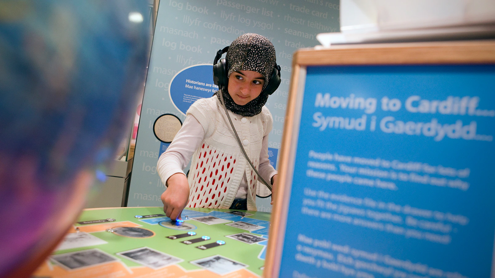 A child takes part in an interactive activity