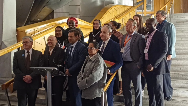 Attendees gather at a reception at Scottish Parliament